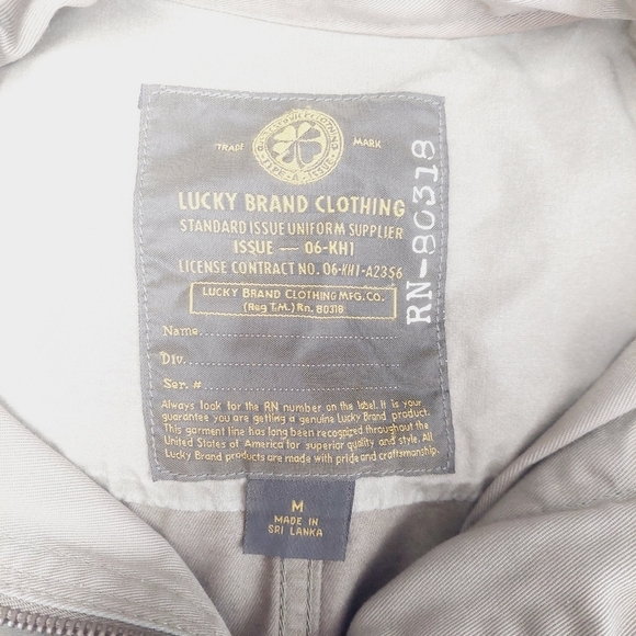 Lucky Brand 100% Cotton Kaki Pockets Drawstring Military  Hooded Jacket P7073 - Picture 5 of 10